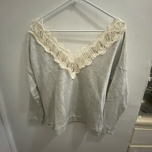 Francesca’s Crochet Trim Sweatshirt Size Small